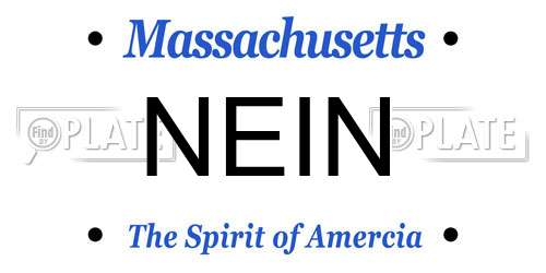 NEIN Massachusetts License Plate