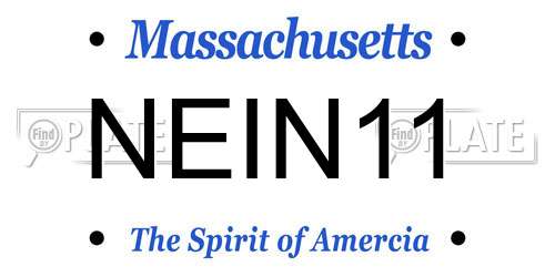 NEIN11 Massachusetts License Plate