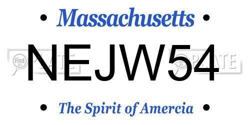 NEJW54 Massachusetts License Plate