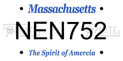 NEN752 Massachusetts License Plate