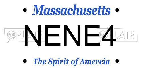NENE4 Massachusetts License Plate