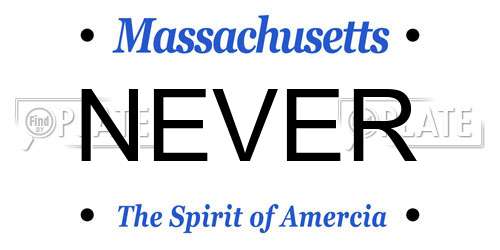 NEVER Massachusetts License Plate