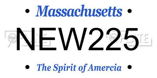 NEW225 Massachusetts License Plate