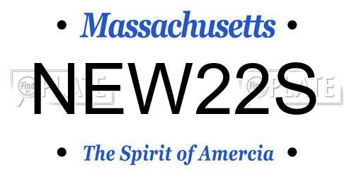 NEW22S Massachusetts License Plate