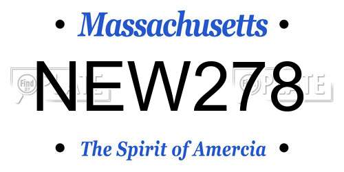 NEW278 Massachusetts License Plate