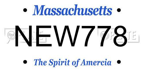 NEW778 Massachusetts License Plate