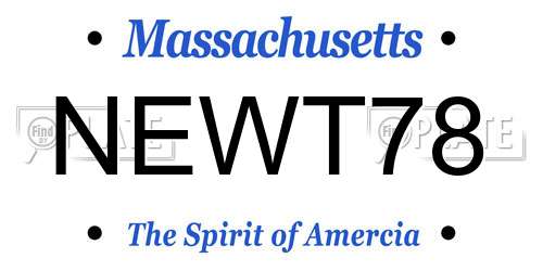 NEWT78 Massachusetts License Plate
