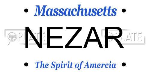 NEZAR Massachusetts License Plate