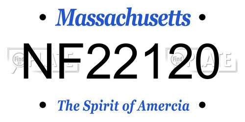 NF22120 Massachusetts License Plate
