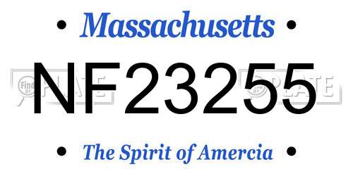 NF23255 Massachusetts License Plate