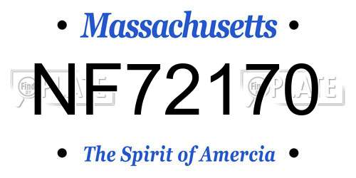 NF72170 Massachusetts License Plate