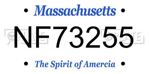 NF73255 Massachusetts License Plate