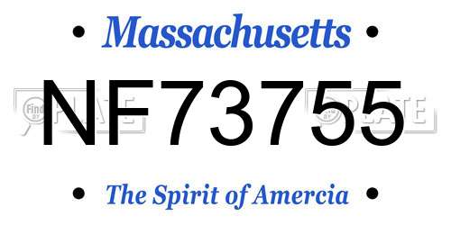 NF73755 Massachusetts License Plate