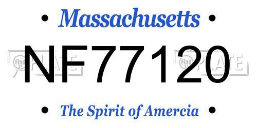 NF77120 Massachusetts License Plate