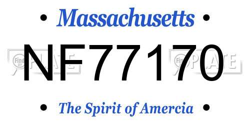 NF77170 Massachusetts License Plate