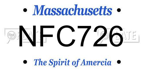 NFC726 Massachusetts License Plate