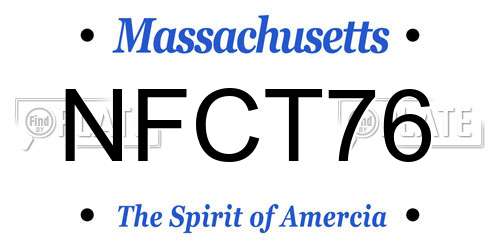 NFCT76 Massachusetts License Plate