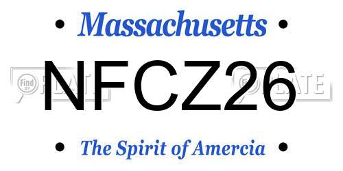 NFCZ26 Massachusetts License Plate