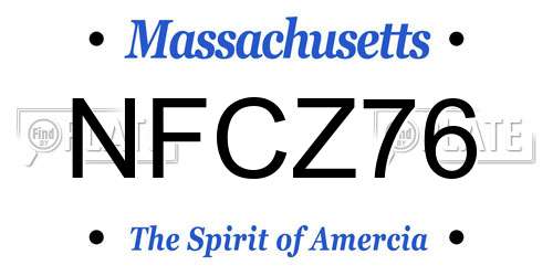 NFCZ76 Massachusetts License Plate