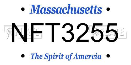 NFT3255 Massachusetts License Plate