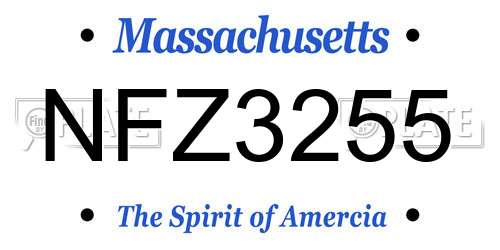 NFZ3255 Massachusetts License Plate