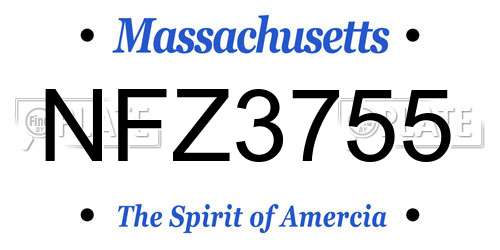 NFZ3755 Massachusetts License Plate