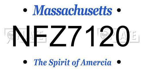 NFZ7120 Massachusetts License Plate