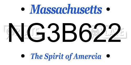 NG3B622 Massachusetts License Plate