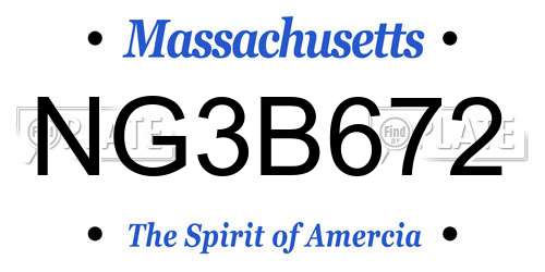 NG3B672 Massachusetts License Plate