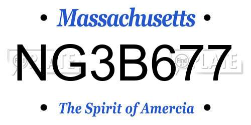 NG3B677 Massachusetts License Plate