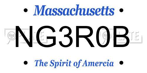 NG3R0B Massachusetts License Plate