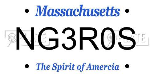 NG3R0S Massachusetts License Plate