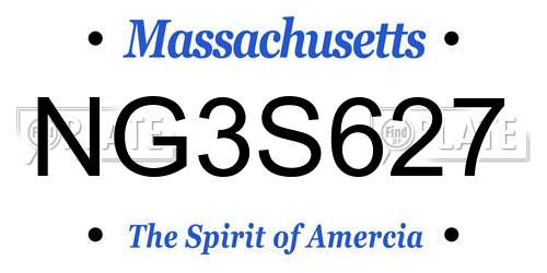 NG3S627 Massachusetts License Plate