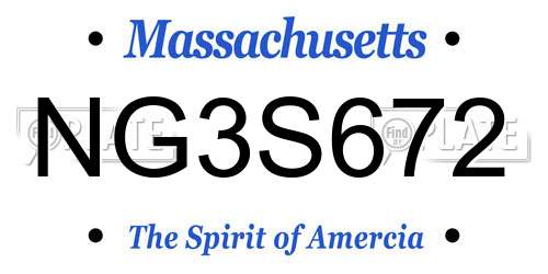 NG3S672 Massachusetts License Plate