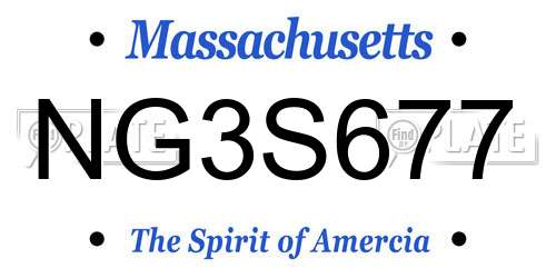 NG3S677 Massachusetts License Plate