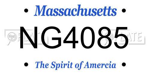 NG4085 Massachusetts License Plate