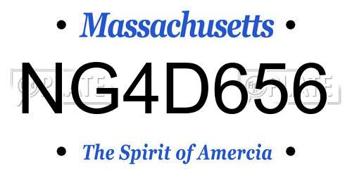 NG4D656 Massachusetts License Plate