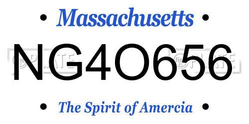 NG4O656 Massachusetts License Plate