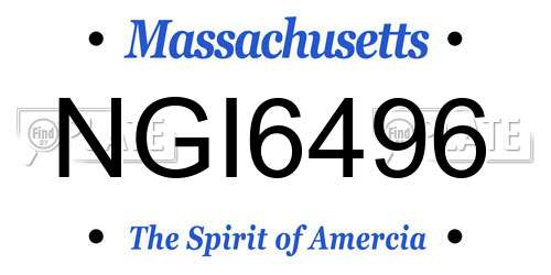 NGI6496 Massachusetts License Plate