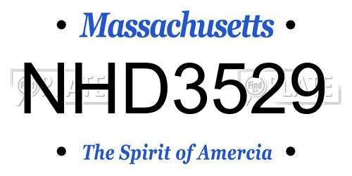 NHD3529 Massachusetts License Plate