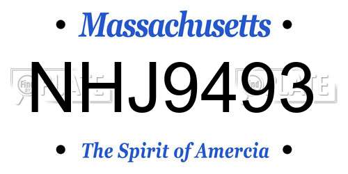NHJ9493 Massachusetts License Plate