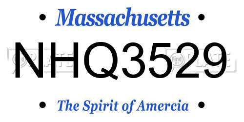 NHQ3529 Massachusetts License Plate