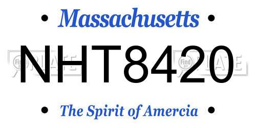 NHT8420 Massachusetts License Plate