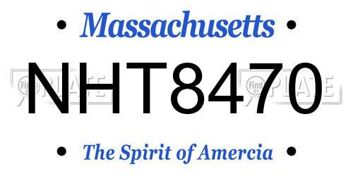NHT8470 Massachusetts License Plate