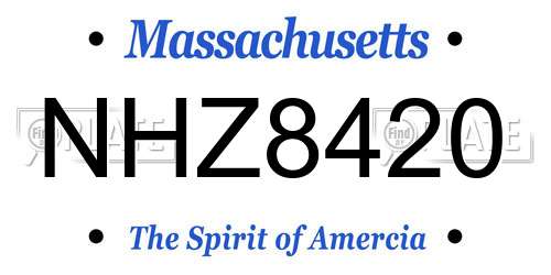 NHZ8420 Massachusetts License Plate