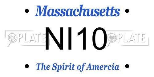 NI10 Massachusetts License Plate