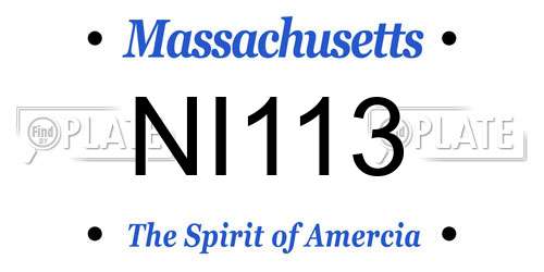 NI113 Massachusetts License Plate