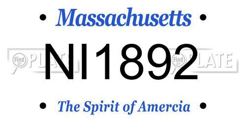 NI1892 Massachusetts License Plate