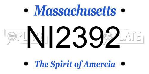 NI2392 Massachusetts License Plate