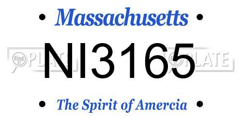 NI3165 Massachusetts License Plate